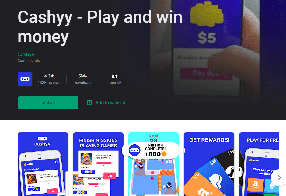 Cashyy Review: Get Paid per Minute Played